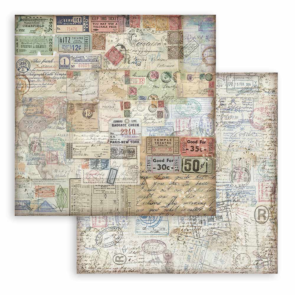 Stamperia – Blocco scrapbooking 30,5 × 30,5 cm – 10 fogli fronte-retro - Art of Travelling - immagine 30