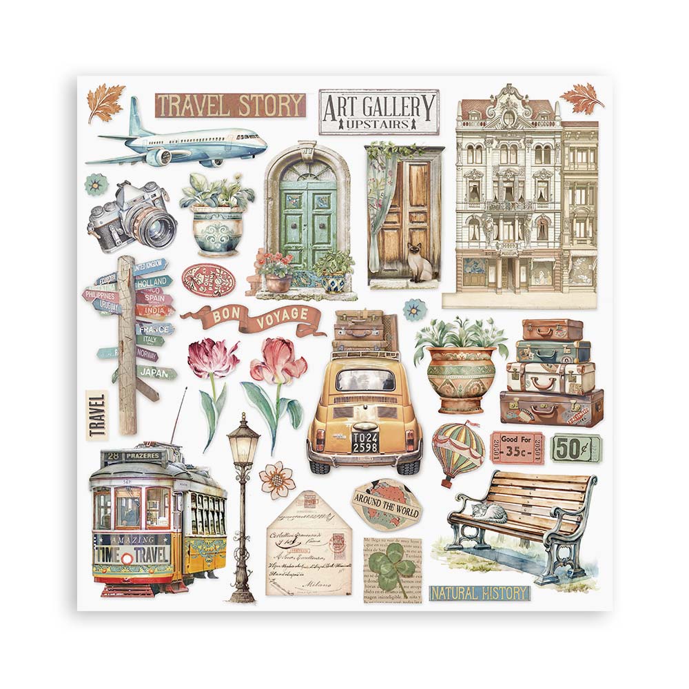 Stamperia – Blocco scrapbooking 30,5 × 30,5 cm – 10 fogli fronte-retro - Art of Travelling - immagine 33