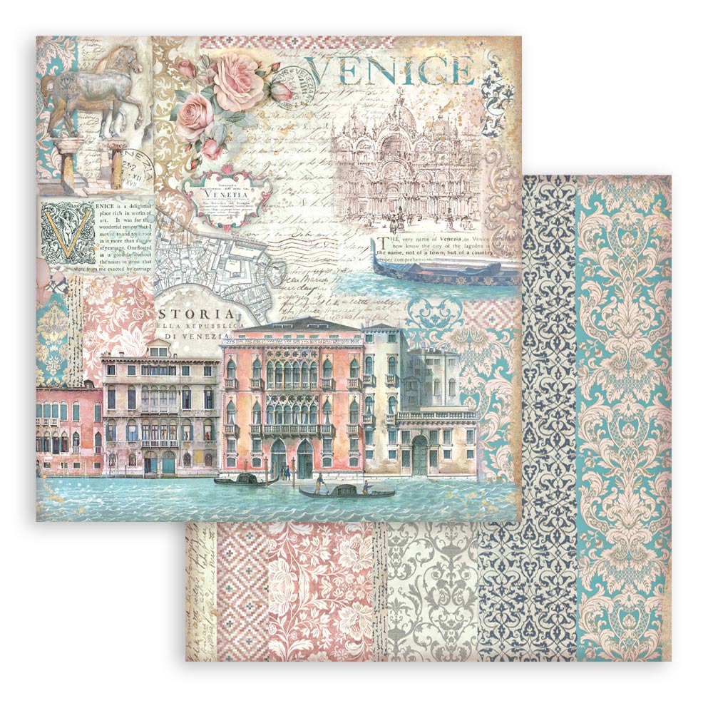 Stamperia – Blocco scrapbooking 30,5 × 30,5 cm – 10 fogli fronte-retro - Venice City of Art - immagine 3