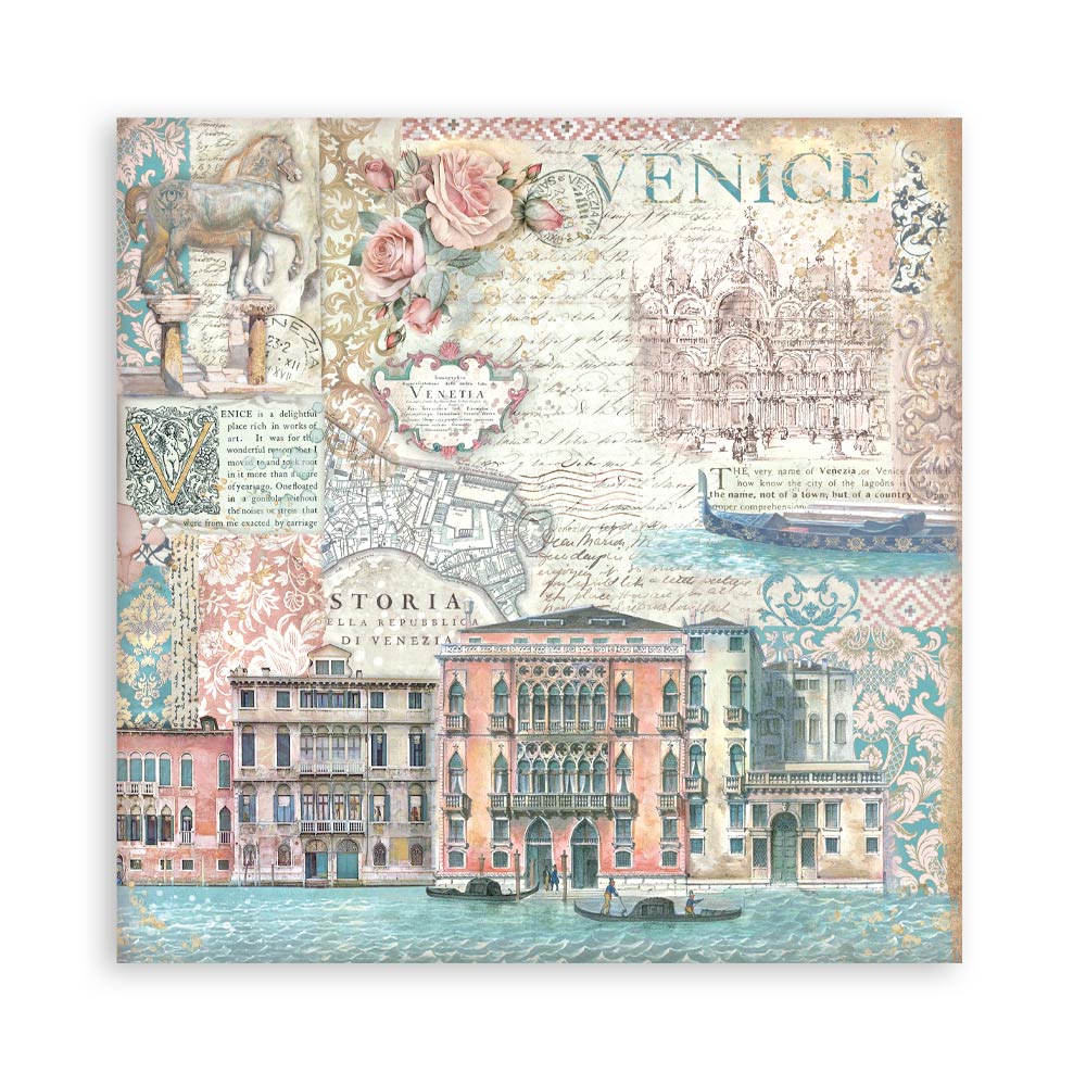 Stamperia – Blocco scrapbooking 30,5 × 30,5 cm – 10 fogli fronte-retro - Venice City of Art - immagine 4