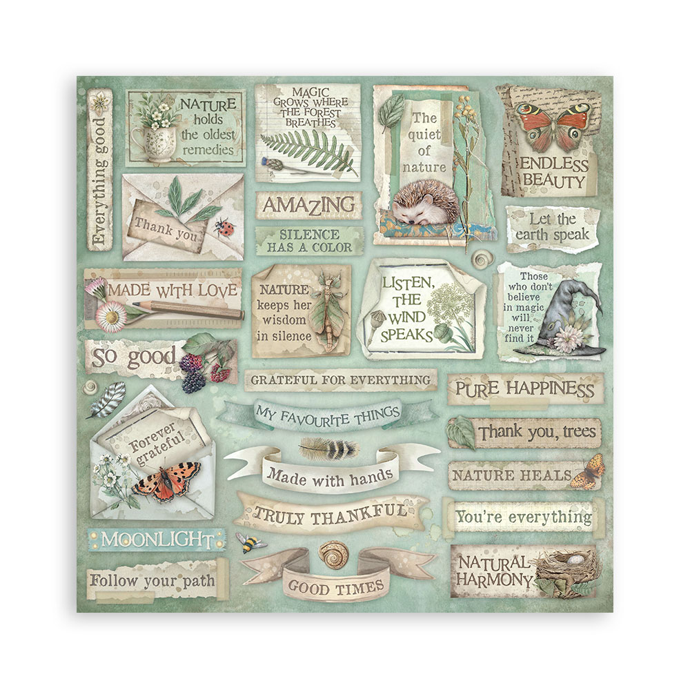 Stamperia – Blocco scrapbooking 30,5 × 30,5 cm – 10 fogli fronte-retro - Herbarium Silvae - immagine 2