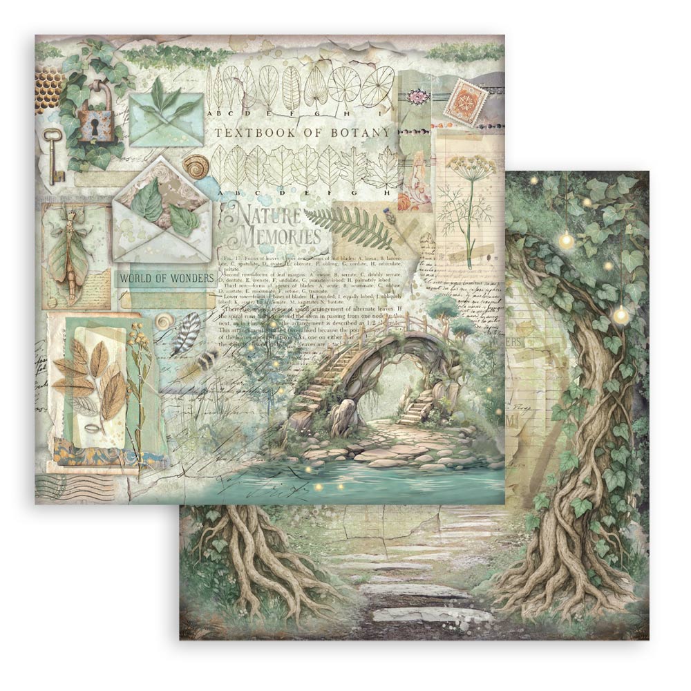 Stamperia – Blocco scrapbooking 30,5 × 30,5 cm – 10 fogli fronte-retro - Herbarium Silvae - immagine 3
