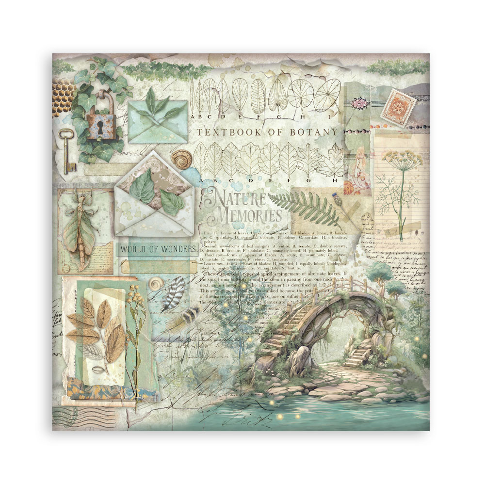 Stamperia – Blocco scrapbooking 30,5 × 30,5 cm – 10 fogli fronte-retro - Herbarium Silvae - immagine 4