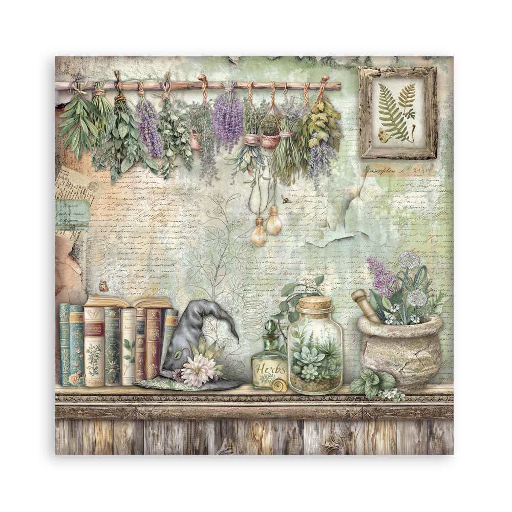 Stamperia – Blocco scrapbooking 30,5 × 30,5 cm – 10 fogli fronte-retro - Herbarium Silvae - immagine 7