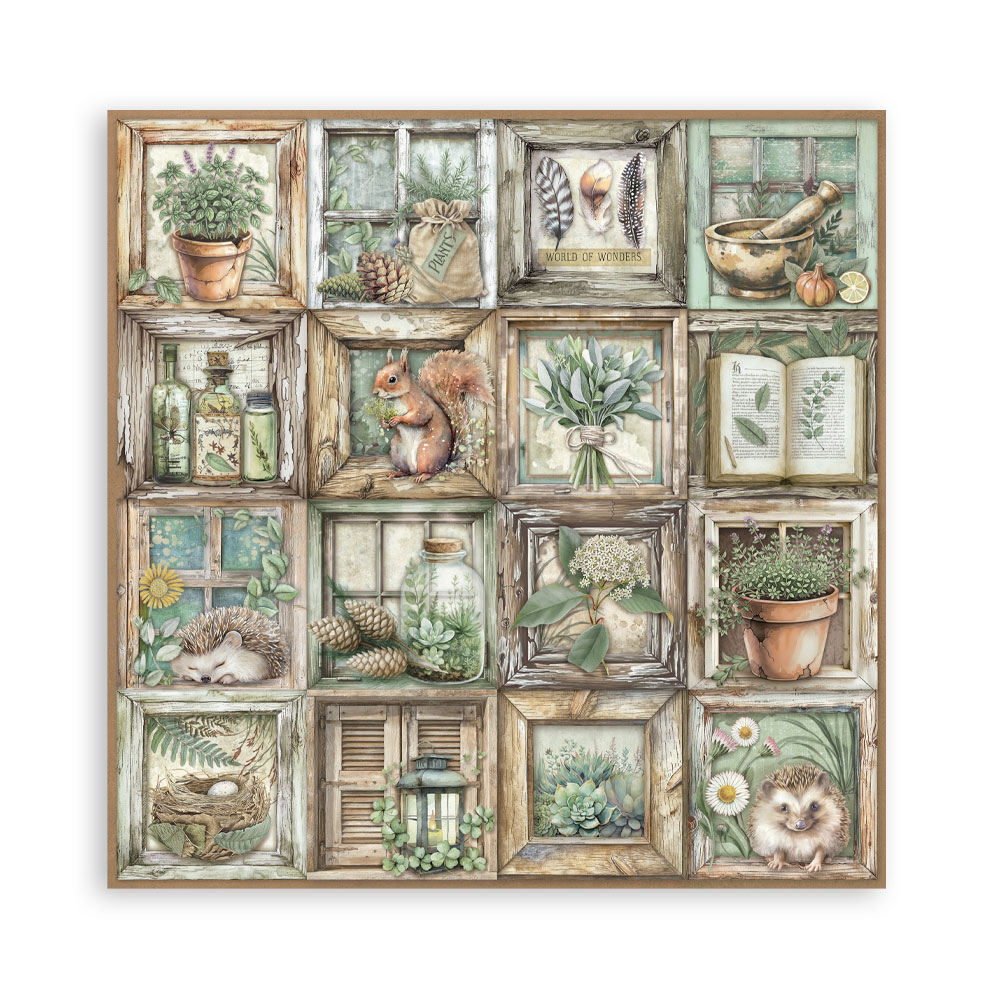 Stamperia – Blocco scrapbooking 30,5 × 30,5 cm – 10 fogli fronte-retro - Herbarium Silvae - immagine 16