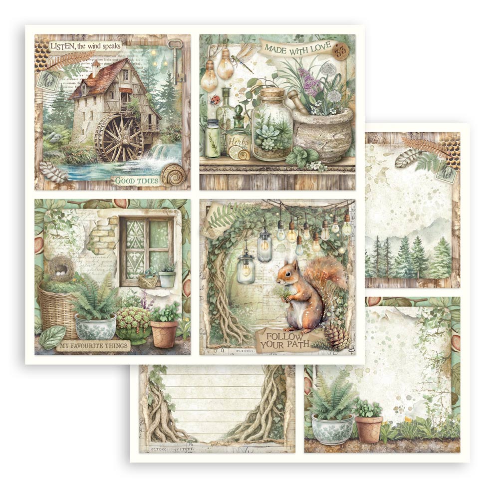Stamperia – Blocco scrapbooking 30,5 × 30,5 cm – 10 fogli fronte-retro - Herbarium Silvae - immagine 21