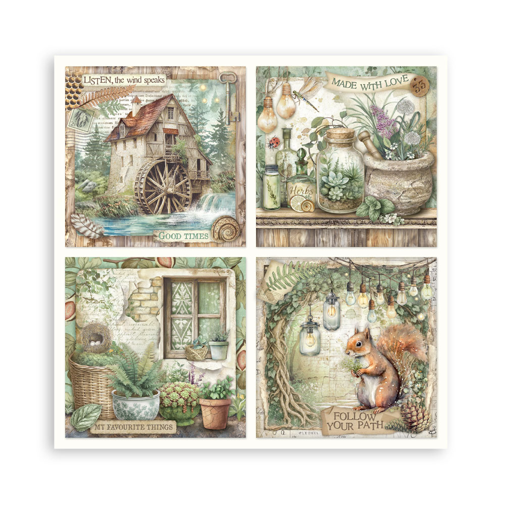 Stamperia – Blocco scrapbooking 30,5 × 30,5 cm – 10 fogli fronte-retro - Herbarium Silvae - immagine 22