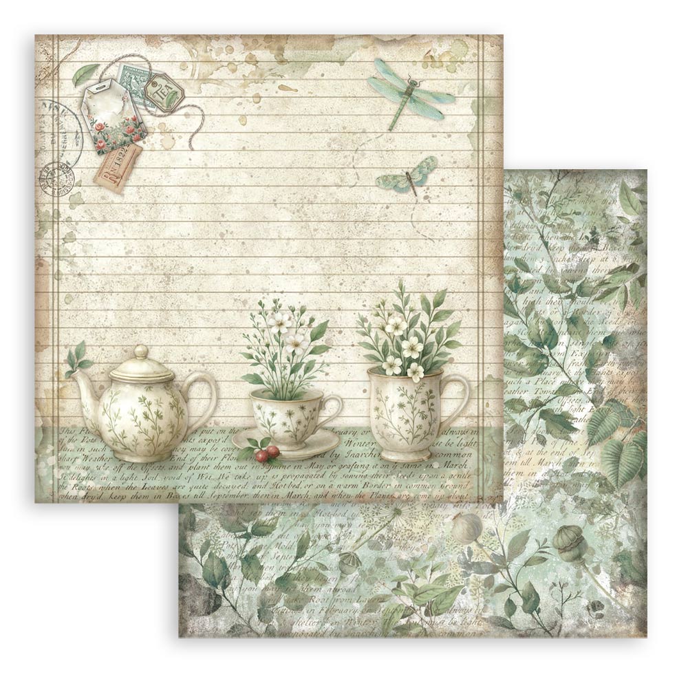 Stamperia – Blocco scrapbooking 30,5 × 30,5 cm – 10 fogli fronte-retro - Herbarium Silvae - immagine 24