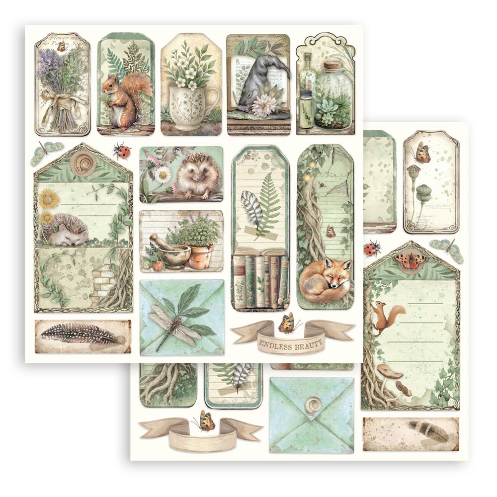 Stamperia – Blocco scrapbooking 30,5 × 30,5 cm – 10 fogli fronte-retro - Herbarium Silvae - immagine 27