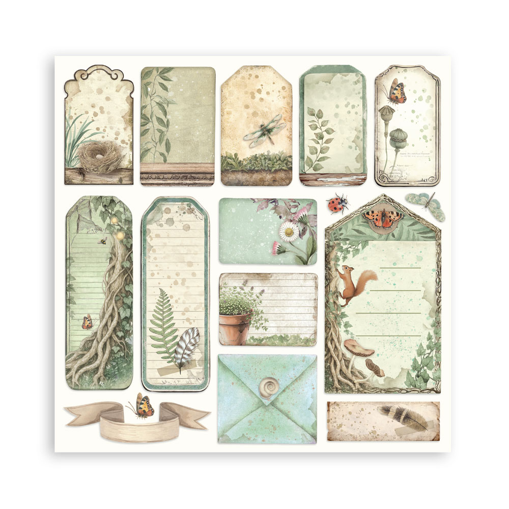 Stamperia – Blocco scrapbooking 30,5 × 30,5 cm – 10 fogli fronte-retro - Herbarium Silvae - immagine 29