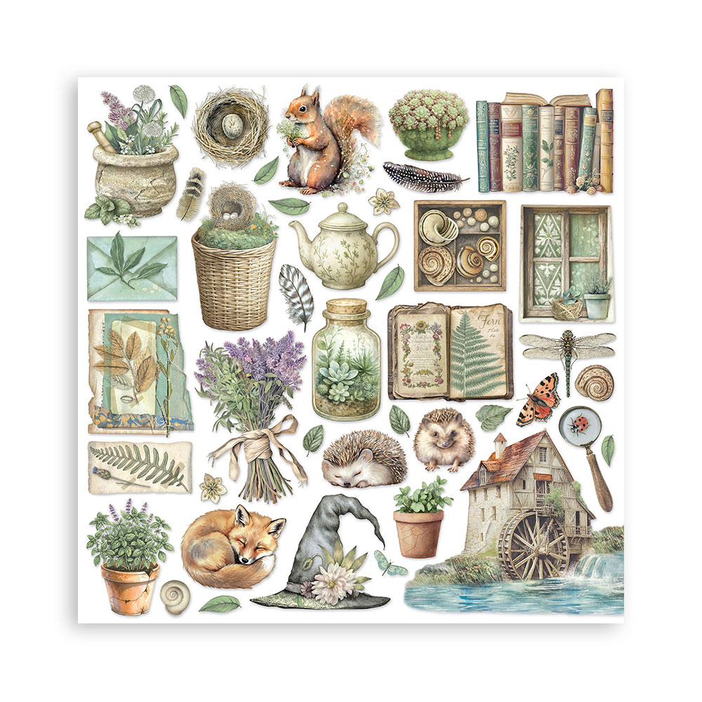 Stamperia – Blocco scrapbooking 30,5 × 30,5 cm – 10 fogli fronte-retro - Herbarium Silvae - immagine 33