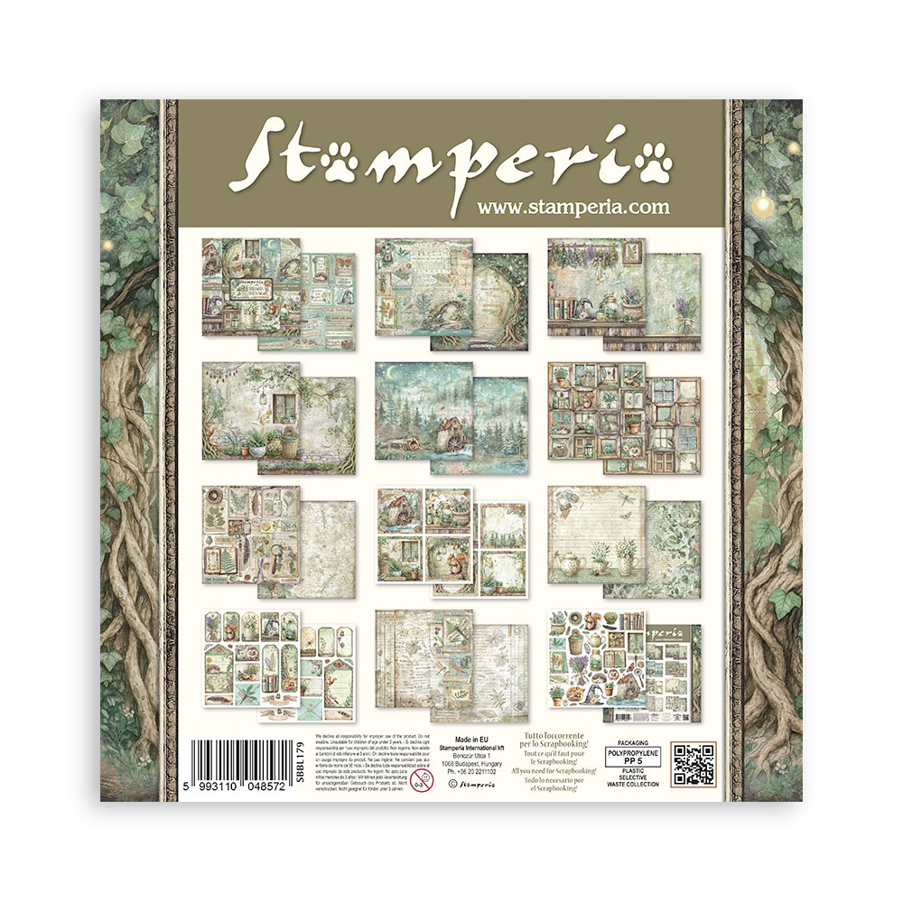 Stamperia – Blocco scrapbooking 30,5 × 30,5 cm – 10 fogli fronte-retro - Herbarium Silvae - immagine 34