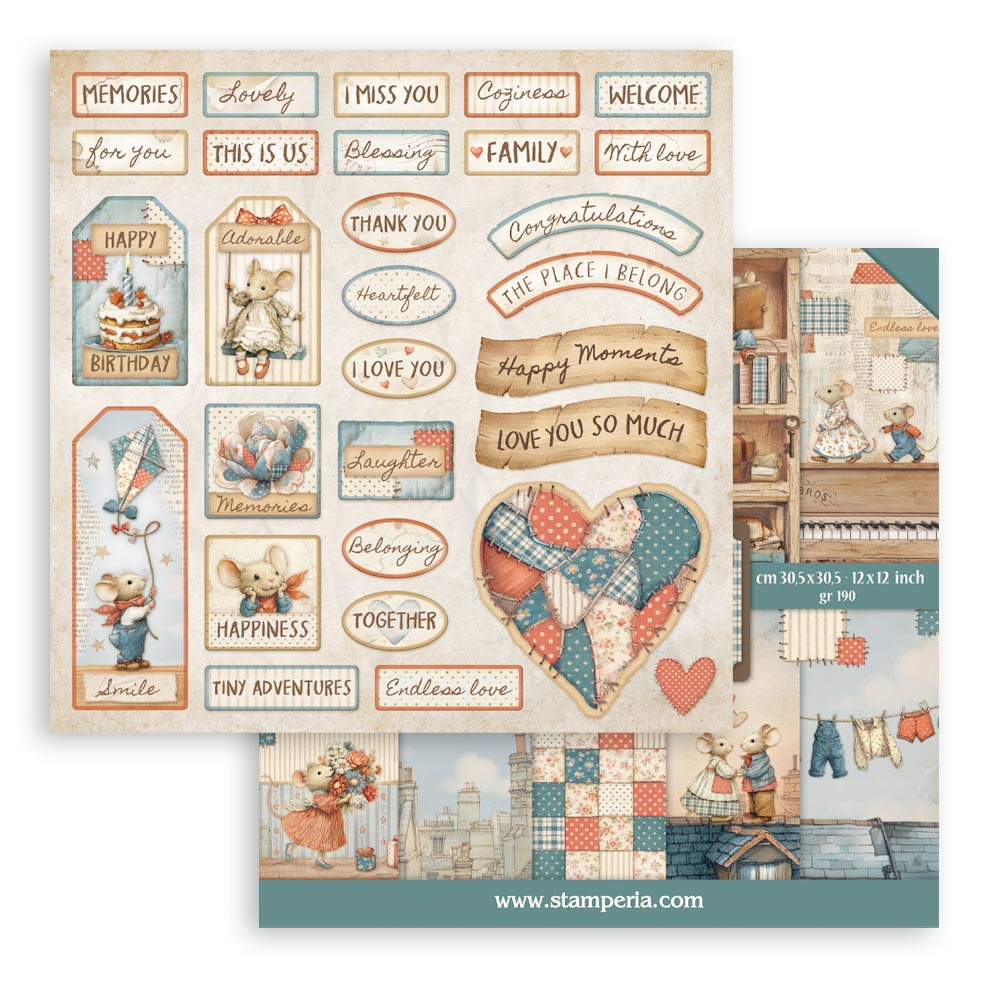 Stamperia – Blocco scrapbooking 30,5 × 30,5 cm – 10 fogli fronte-retro - Family - immagine 3