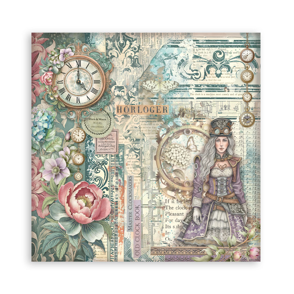 Stamperia – Blocco scrapbooking 30,5 × 30,5 cm – 10 fogli fronte-retro - Gardens of Time - immagine 4