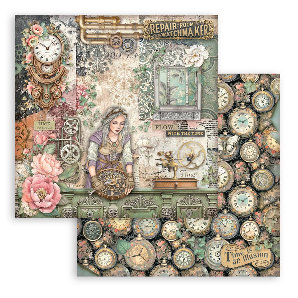 Stamperia – Blocco scrapbooking 30,5 × 30,5 cm – 10 fogli fronte-retro - Gardens of Time - immagine 12