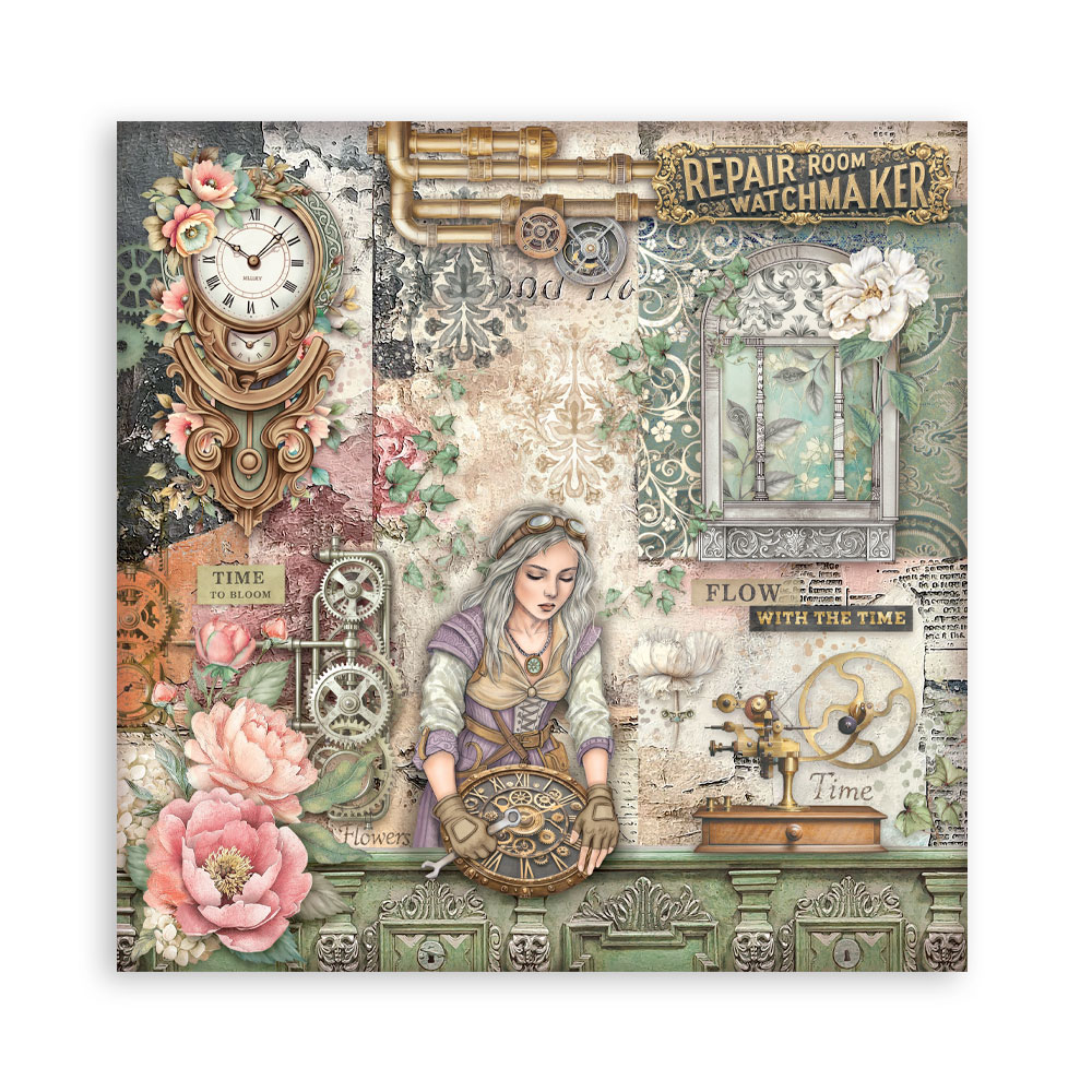 Stamperia – Blocco scrapbooking 30,5 × 30,5 cm – 10 fogli fronte-retro - Gardens of Time - immagine 13
