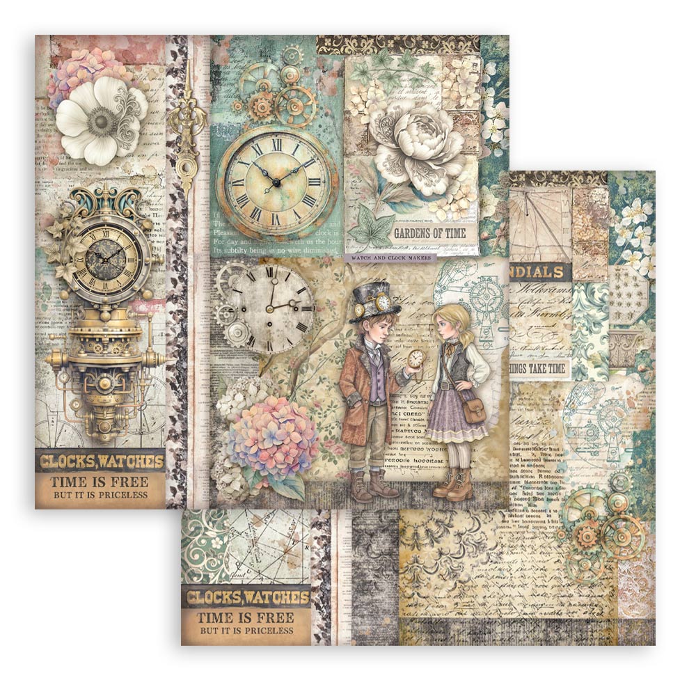 Stamperia – Blocco scrapbooking 30,5 × 30,5 cm – 10 fogli fronte-retro - Gardens of Time - immagine 15