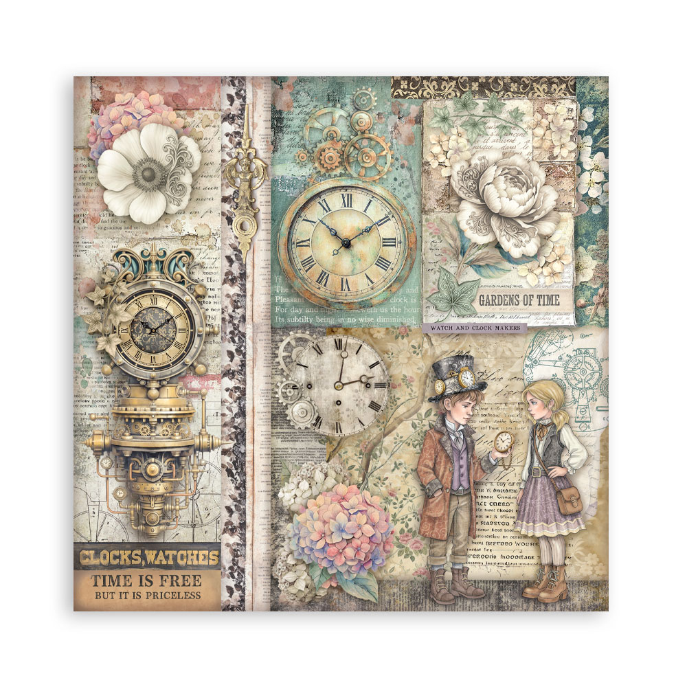 Stamperia – Blocco scrapbooking 30,5 × 30,5 cm – 10 fogli fronte-retro - Gardens of Time - immagine 16