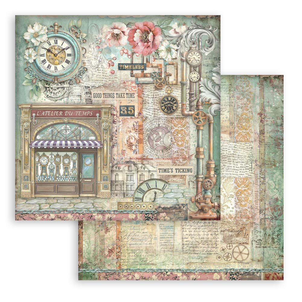 Stamperia – Blocco scrapbooking 30,5 × 30,5 cm – 10 fogli fronte-retro - Gardens of Time - immagine 27