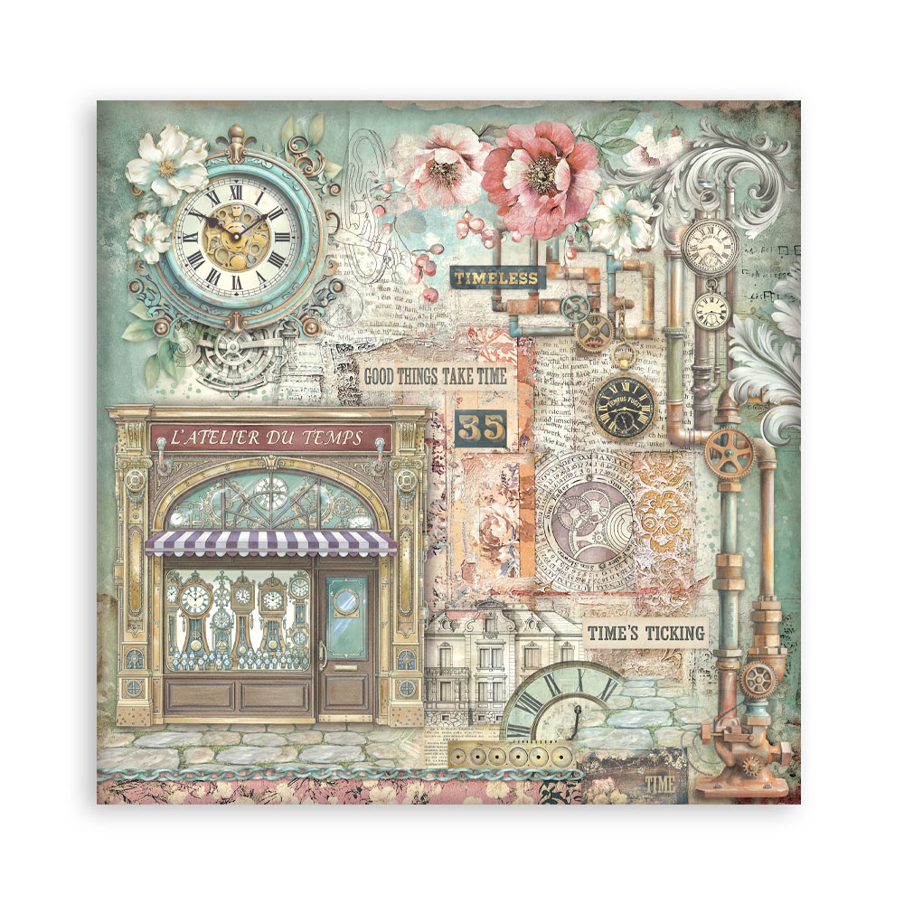 Stamperia – Blocco scrapbooking 30,5 × 30,5 cm – 10 fogli fronte-retro - Gardens of Time - immagine 28