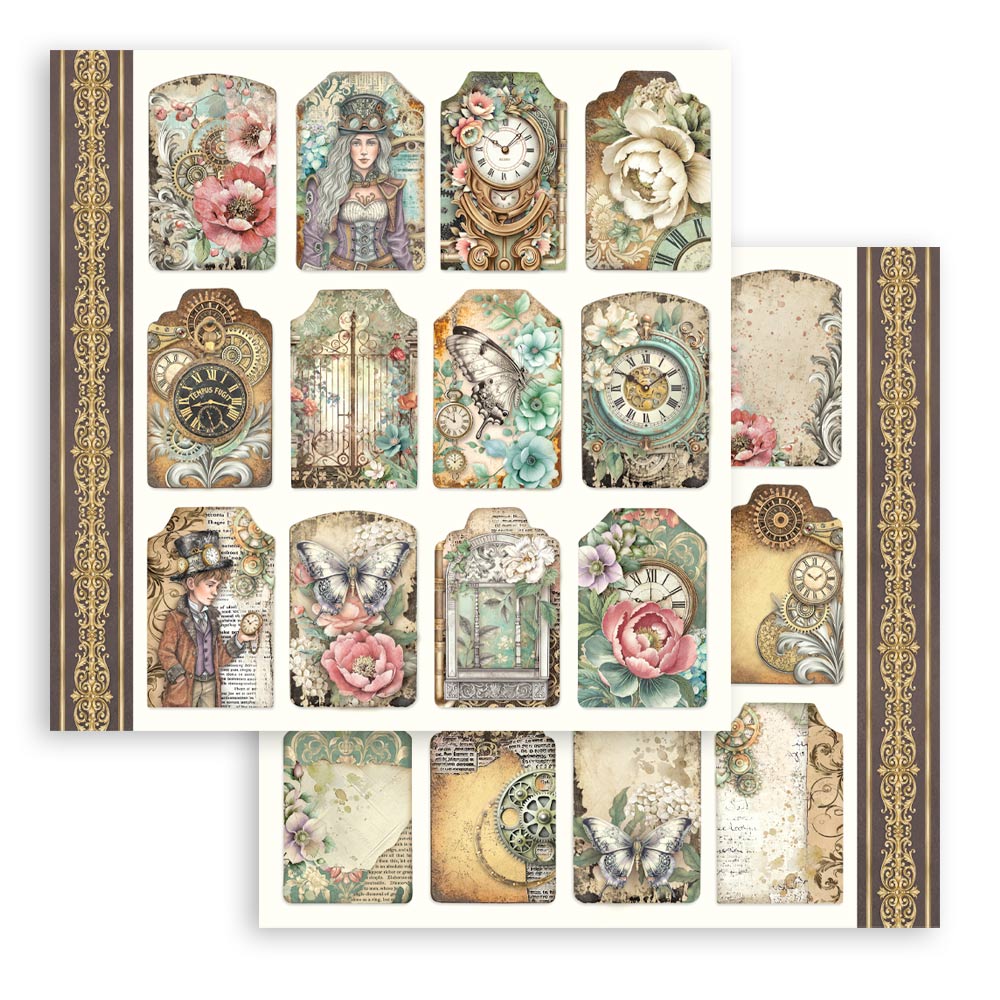 Stamperia – Blocco scrapbooking 30,5 × 30,5 cm – 10 fogli fronte-retro - Gardens of Time - immagine 30