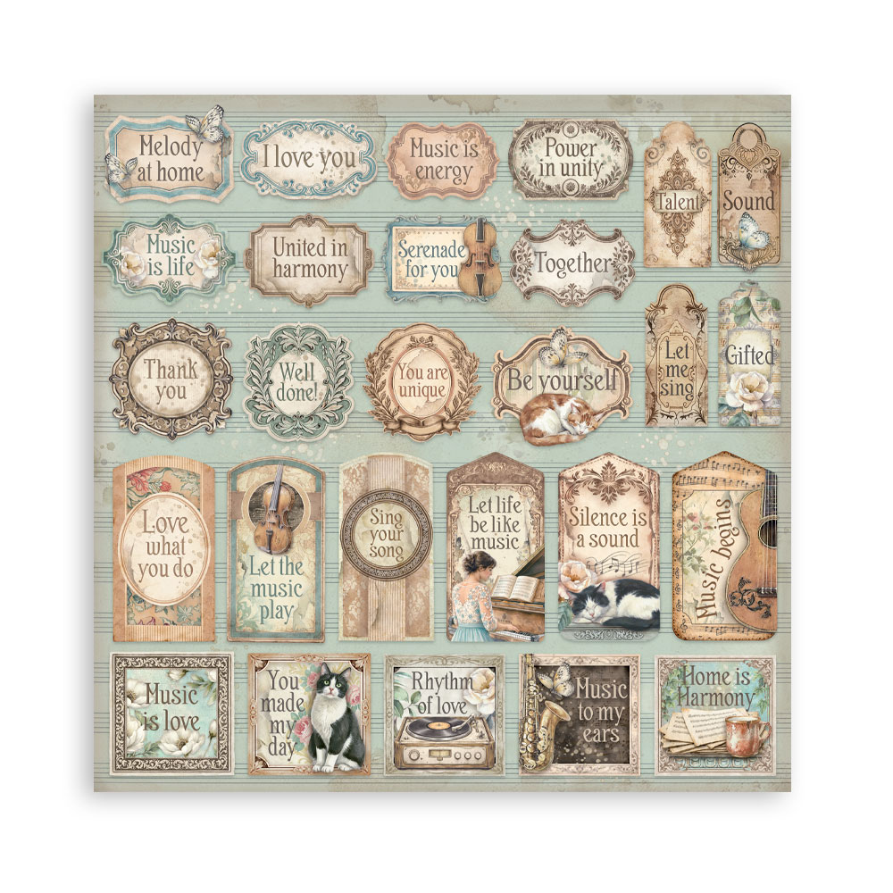 Stamperia – Blocco scrapbooking 30,5 × 30,5 cm – 10 fogli fronte-retro - Symphony - immagine 2