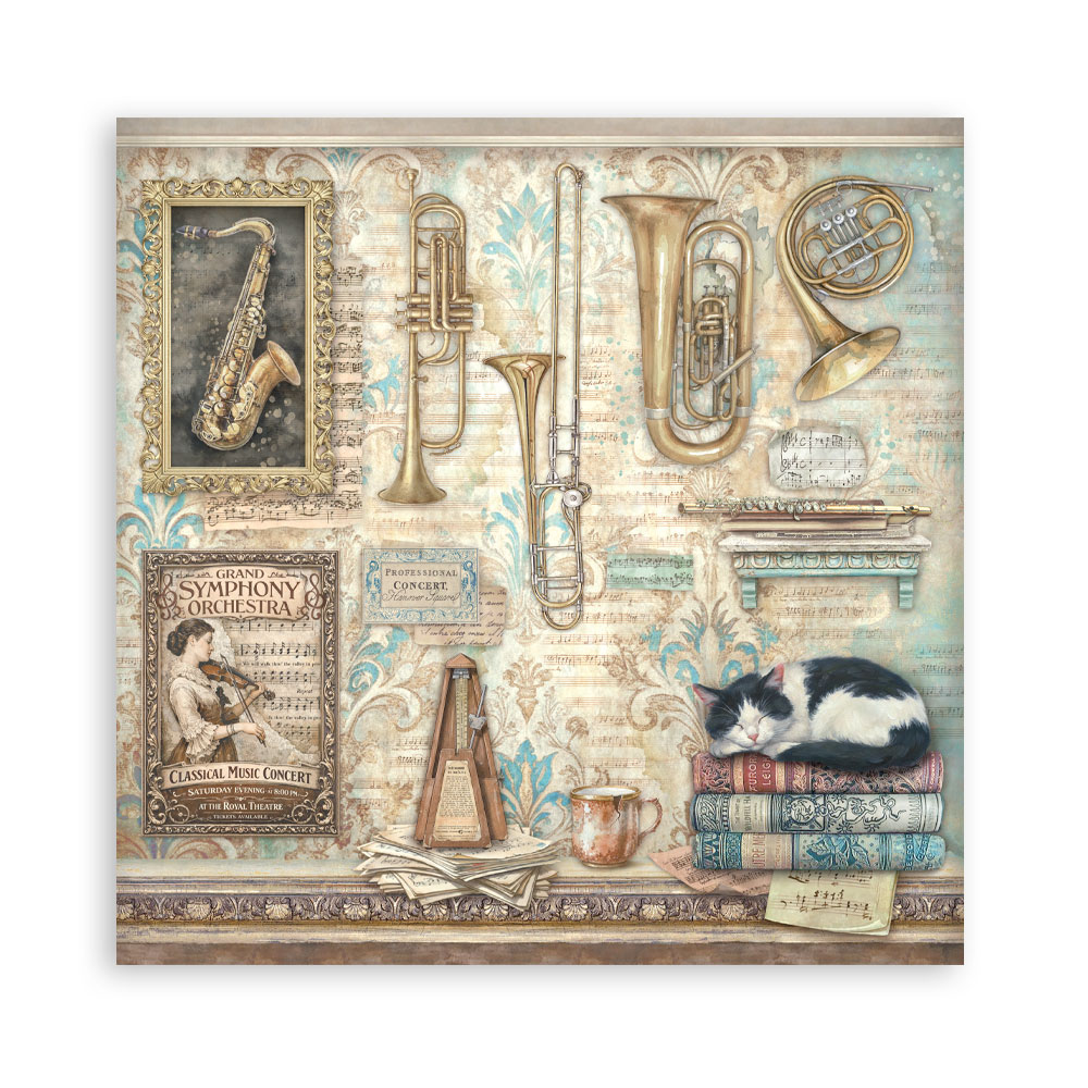Stamperia – Blocco scrapbooking 30,5 × 30,5 cm – 10 fogli fronte-retro - Symphony - immagine 7