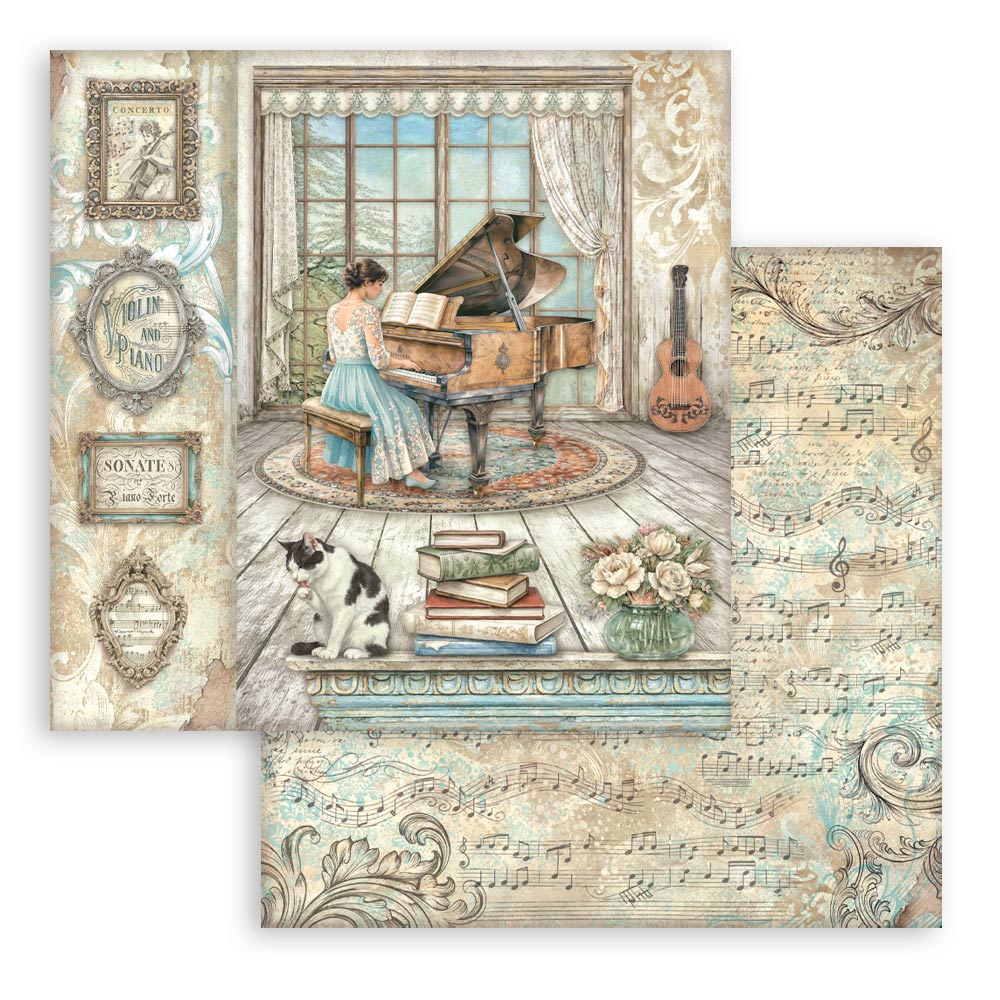 Stamperia – Blocco scrapbooking 30,5 × 30,5 cm – 10 fogli fronte-retro - Symphony - immagine 12