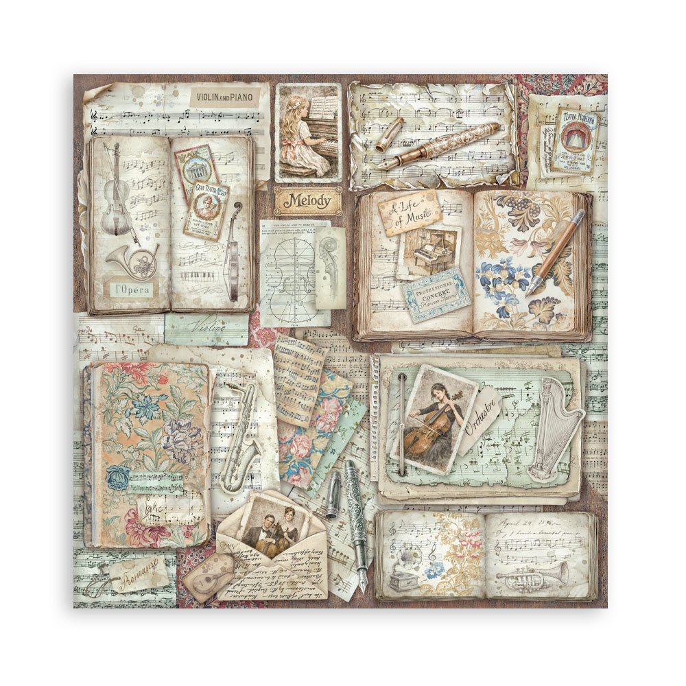 Stamperia – Blocco scrapbooking 30,5 × 30,5 cm – 10 fogli fronte-retro - Symphony - immagine 19
