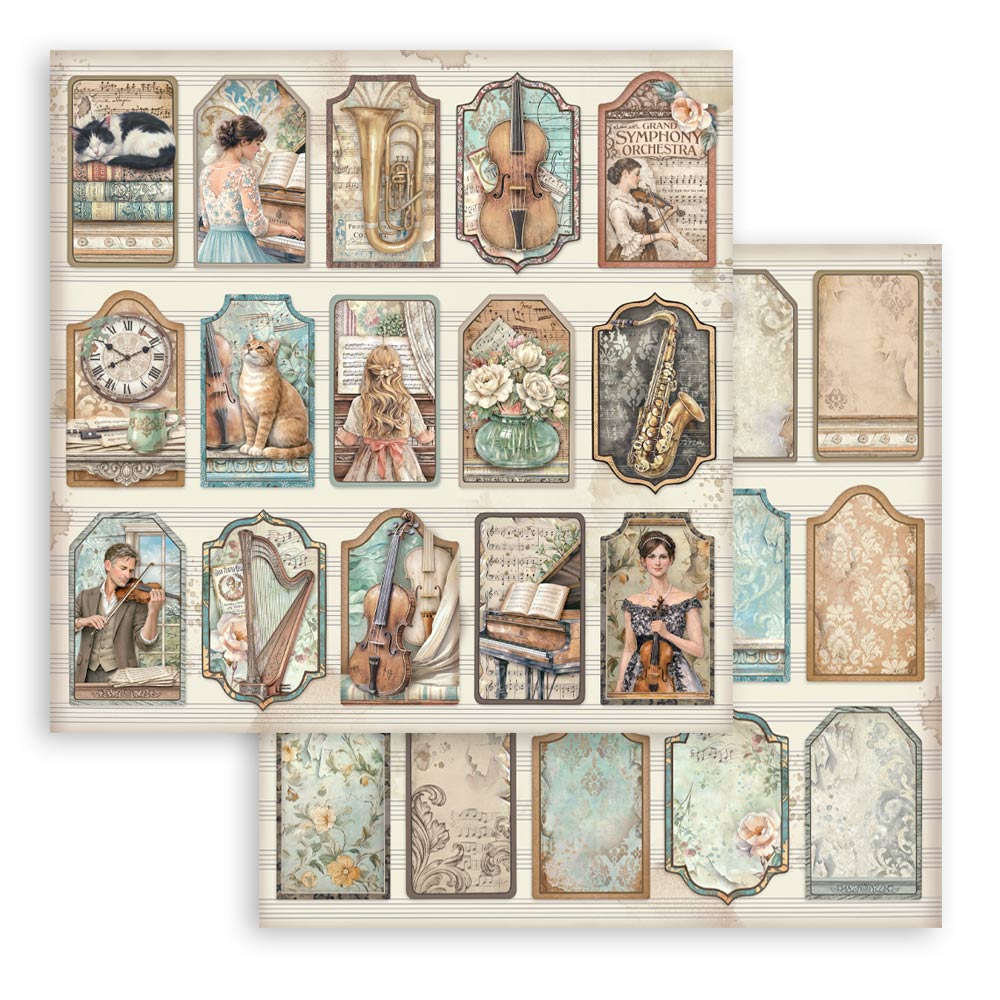 Stamperia – Blocco scrapbooking 30,5 × 30,5 cm – 10 fogli fronte-retro - Symphony - immagine 30