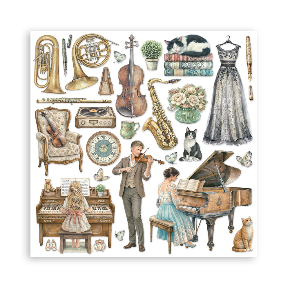 Stamperia – Blocco scrapbooking 30,5 × 30,5 cm – 10 fogli fronte-retro - Symphony - immagine 33