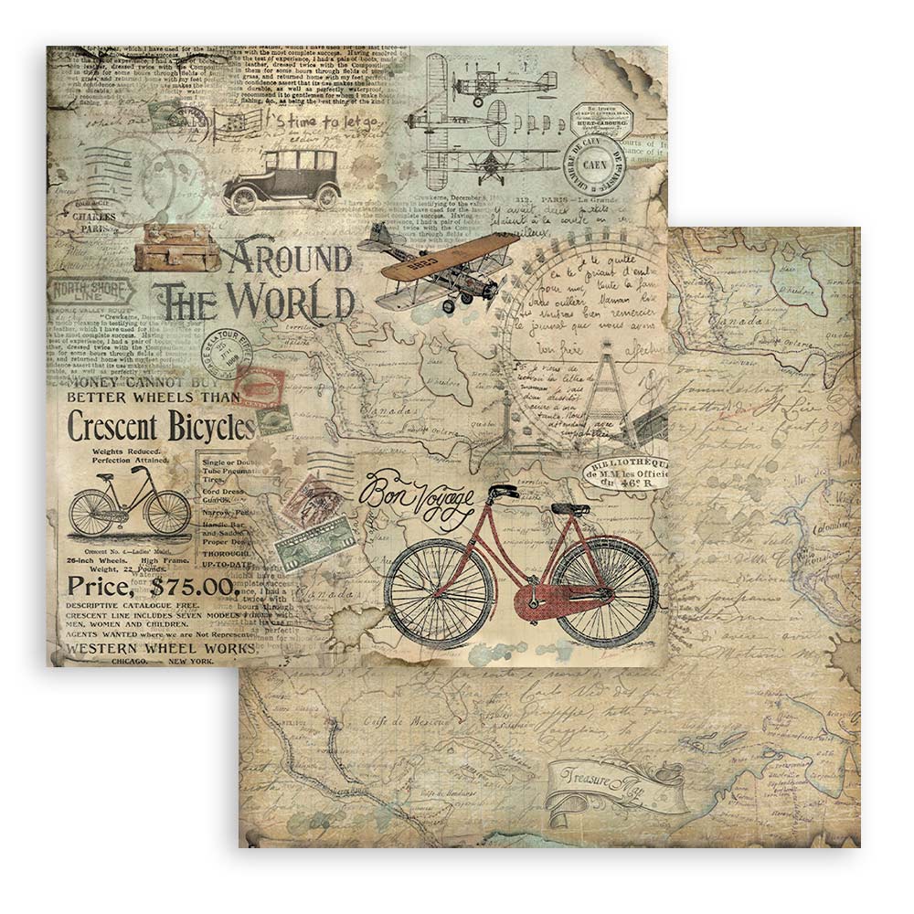 Stamperia – Blocco scrapbooking 30,5 × 30,5 cm – 10 fogli fronte-retro - Around the world - immagine 2