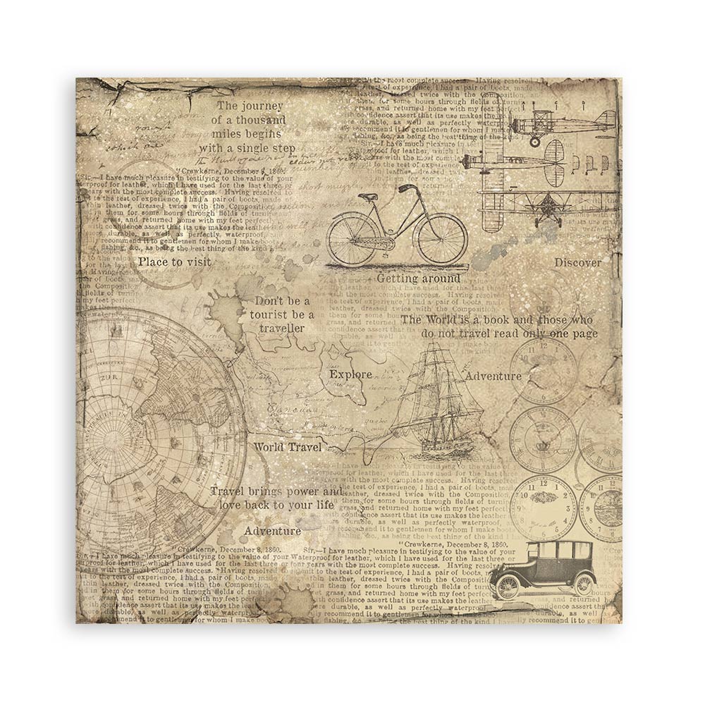 Stamperia – Blocco scrapbooking 30,5 × 30,5 cm – 10 fogli fronte-retro - Around the world - immagine 30