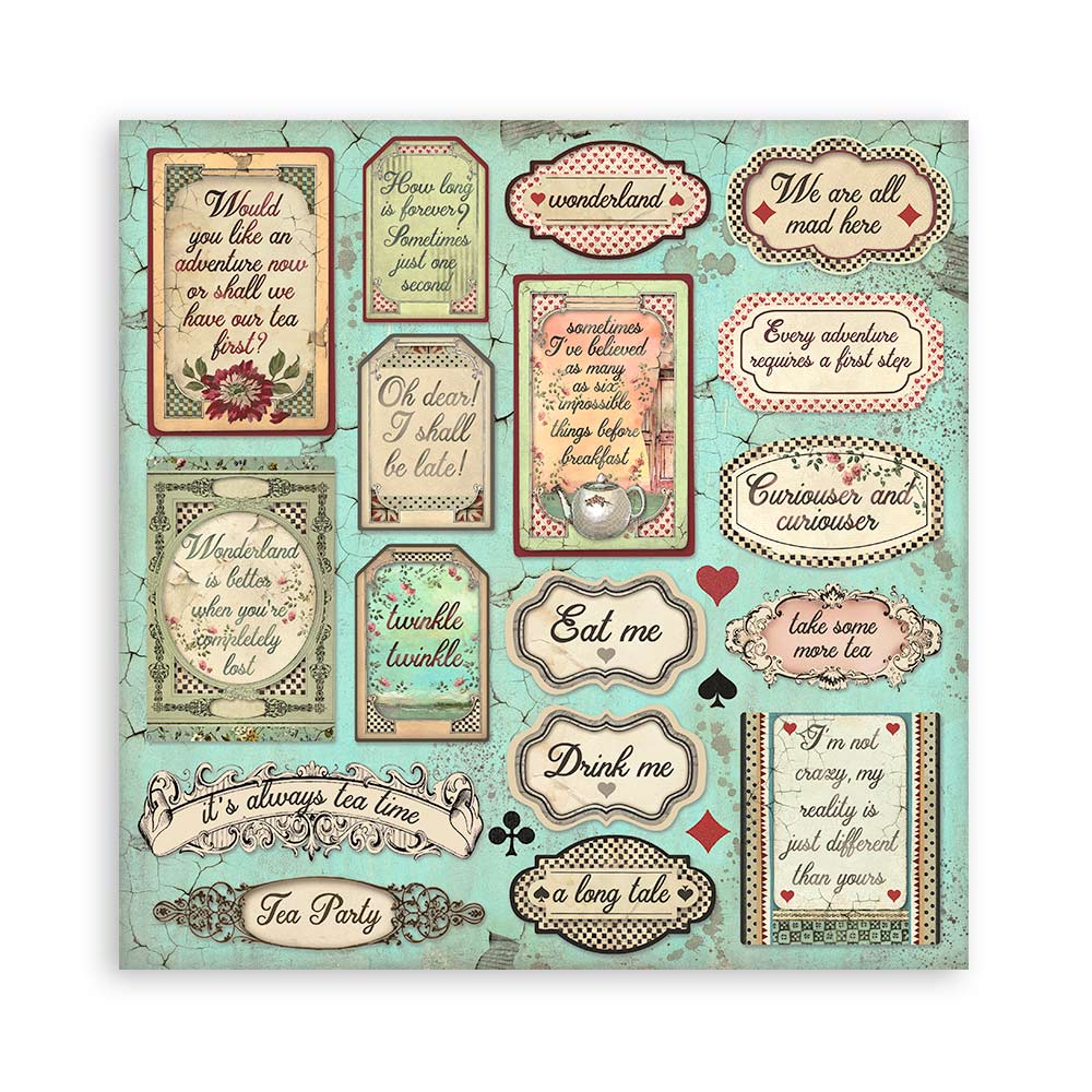Stamperia – Blocco scrapbooking 30,5 × 30,5 cm – 10 fogli fronte-retro - Alice - immagine 2