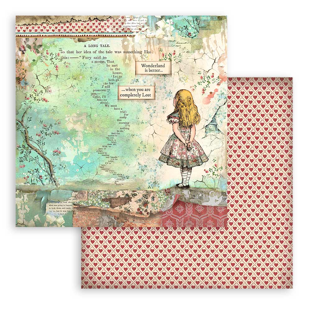 Stamperia – Blocco scrapbooking 30,5 × 30,5 cm – 10 fogli fronte-retro - Alice - immagine 3
