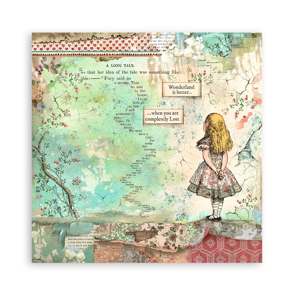 Stamperia – Blocco scrapbooking 30,5 × 30,5 cm – 10 fogli fronte-retro - Alice - immagine 4