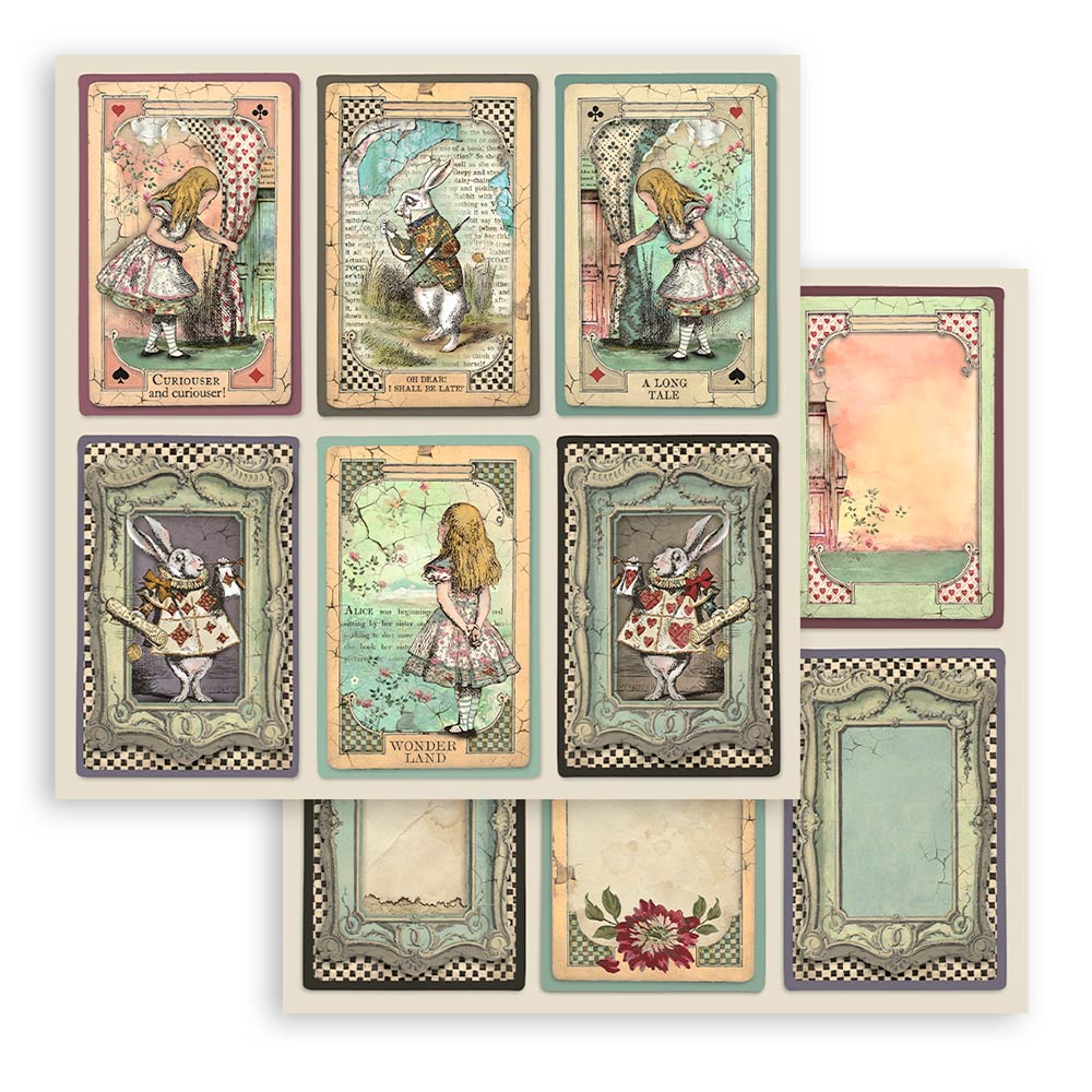 Stamperia – Blocco scrapbooking 30,5 × 30,5 cm – 10 fogli fronte-retro - Alice - immagine 9