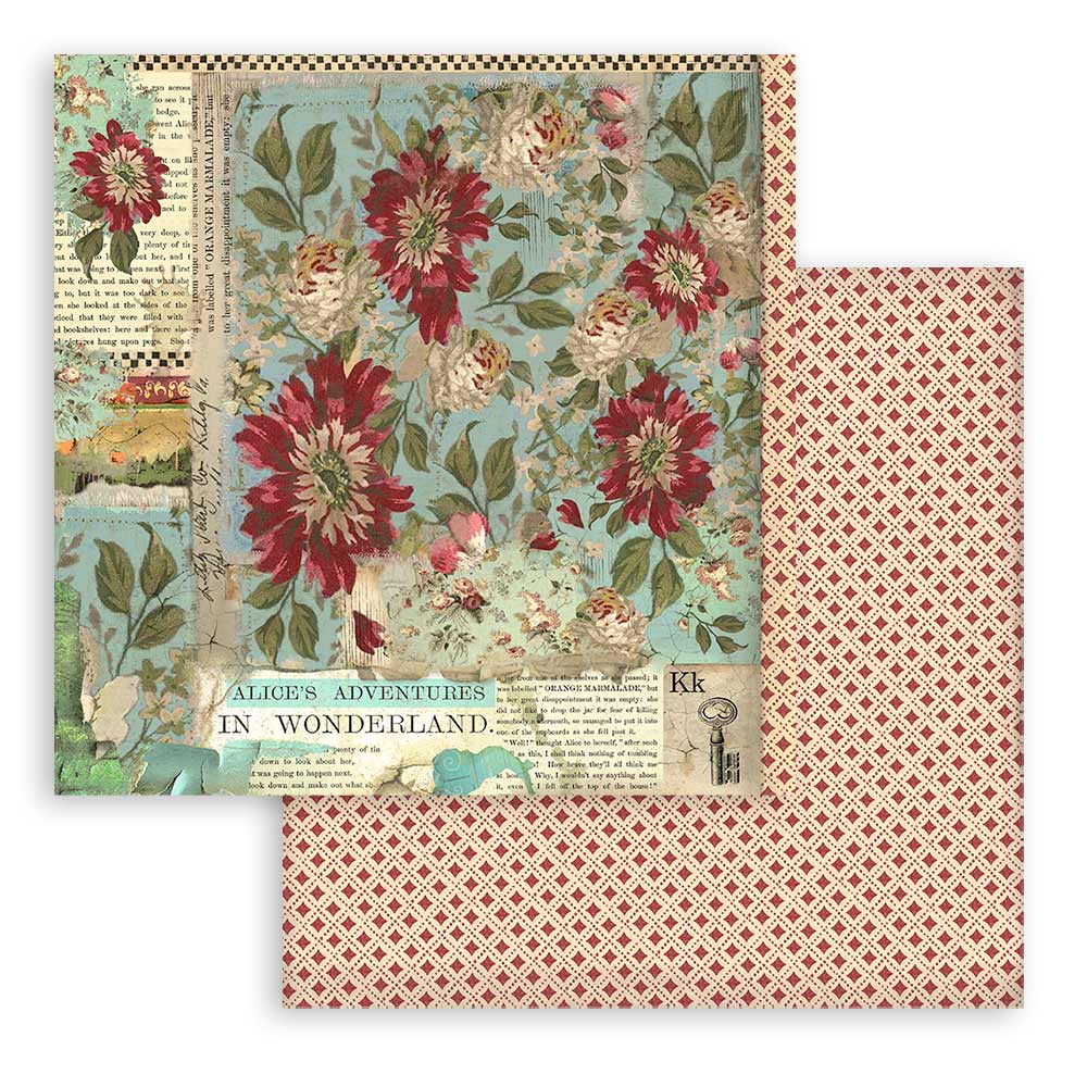 Stamperia – Blocco scrapbooking 30,5 × 30,5 cm – 10 fogli fronte-retro - Alice - immagine 12