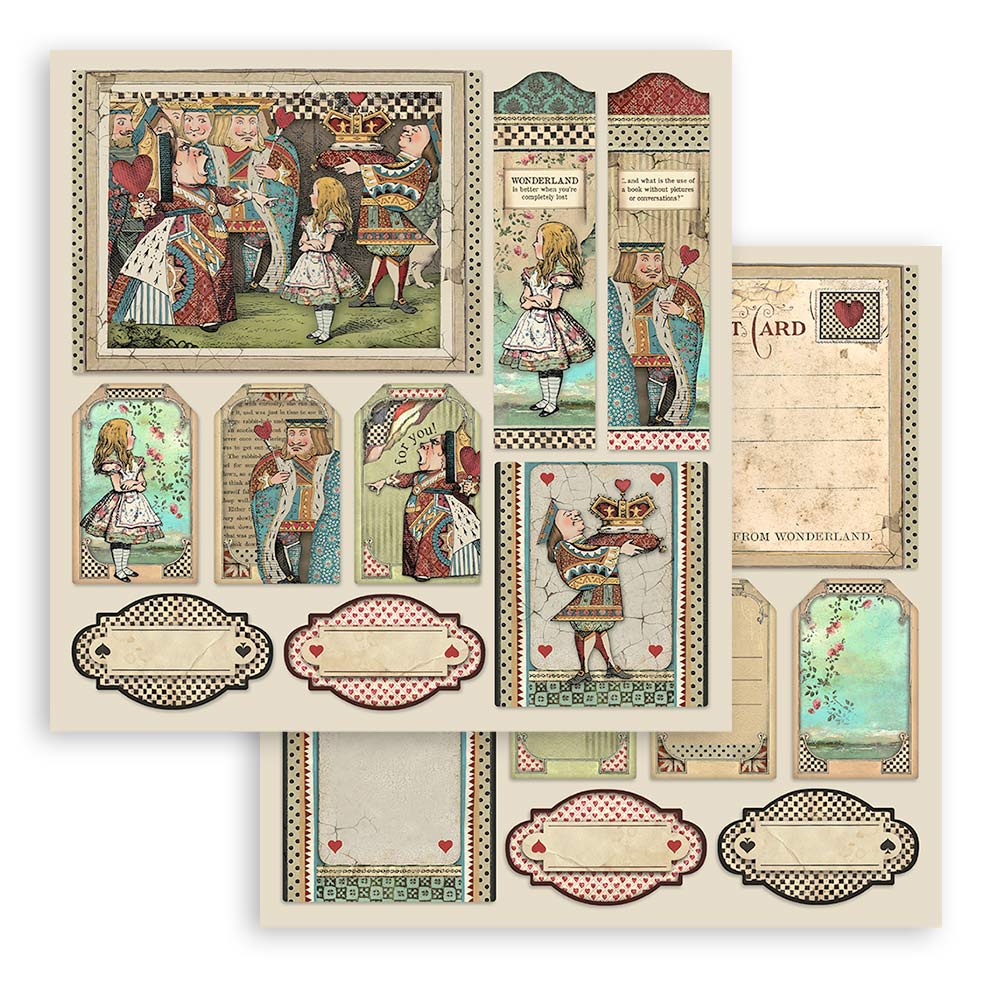 Stamperia – Blocco scrapbooking 30,5 × 30,5 cm – 10 fogli fronte-retro - Alice - immagine 15