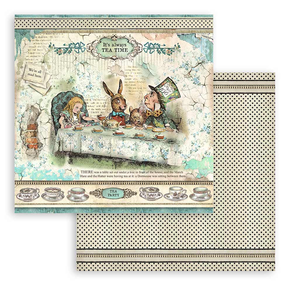 Stamperia – Blocco scrapbooking 30,5 × 30,5 cm – 10 fogli fronte-retro - Alice - immagine 18