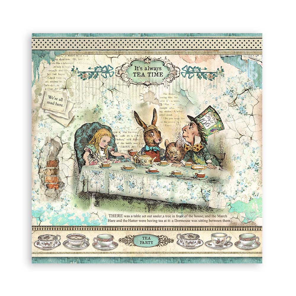 Stamperia – Blocco scrapbooking 30,5 × 30,5 cm – 10 fogli fronte-retro - Alice - immagine 19