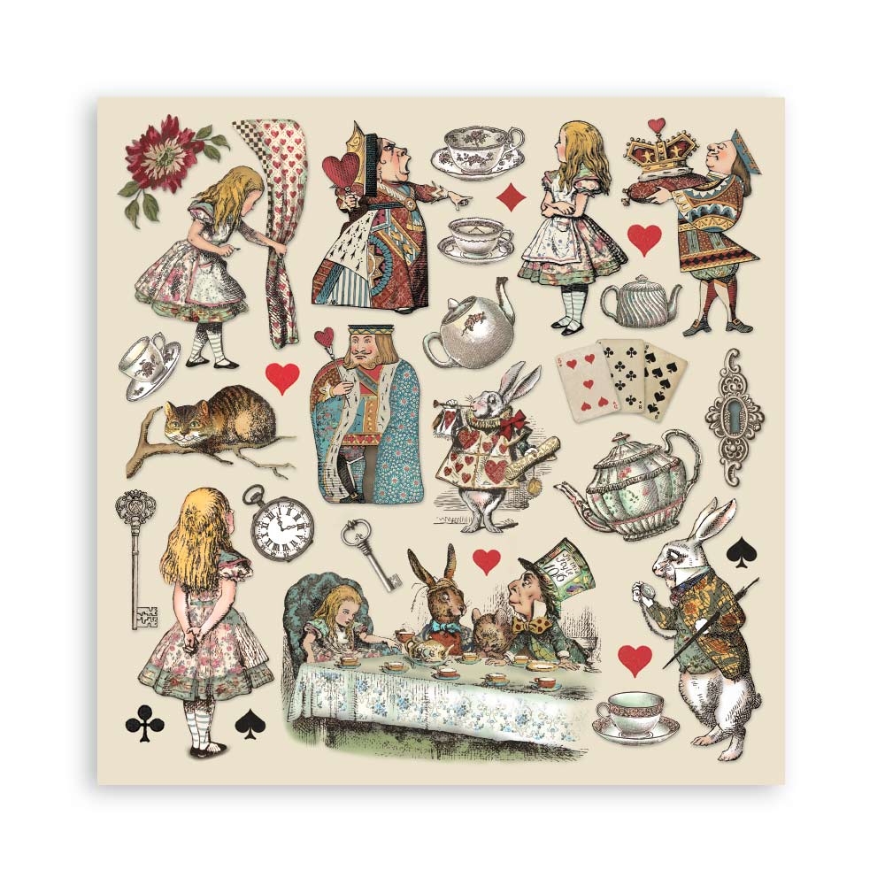Stamperia – Blocco scrapbooking 30,5 × 30,5 cm – 10 fogli fronte-retro - Alice - immagine 33
