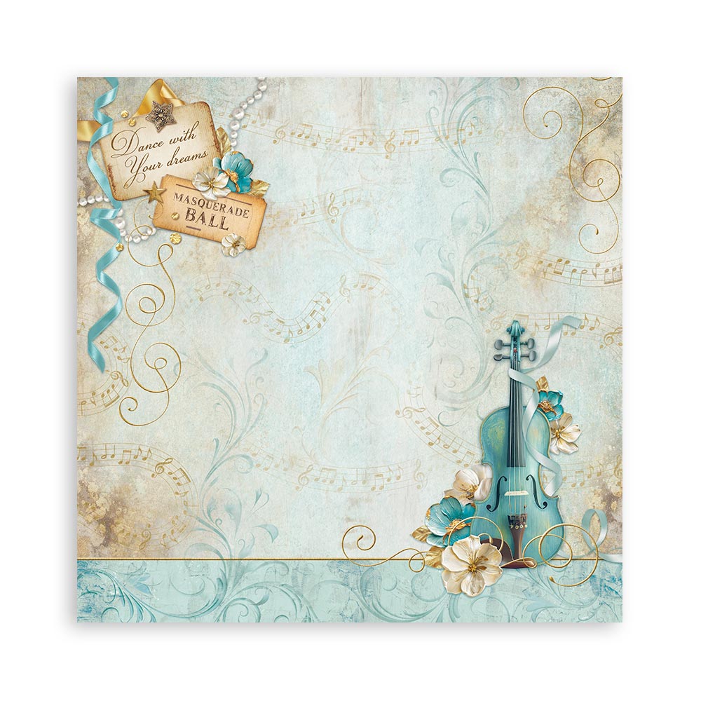 Stamperia – Blocco scrapbooking 30,5 × 30,5 cm – 22 fogli stampati su un lato - Masquerade - immagine 9