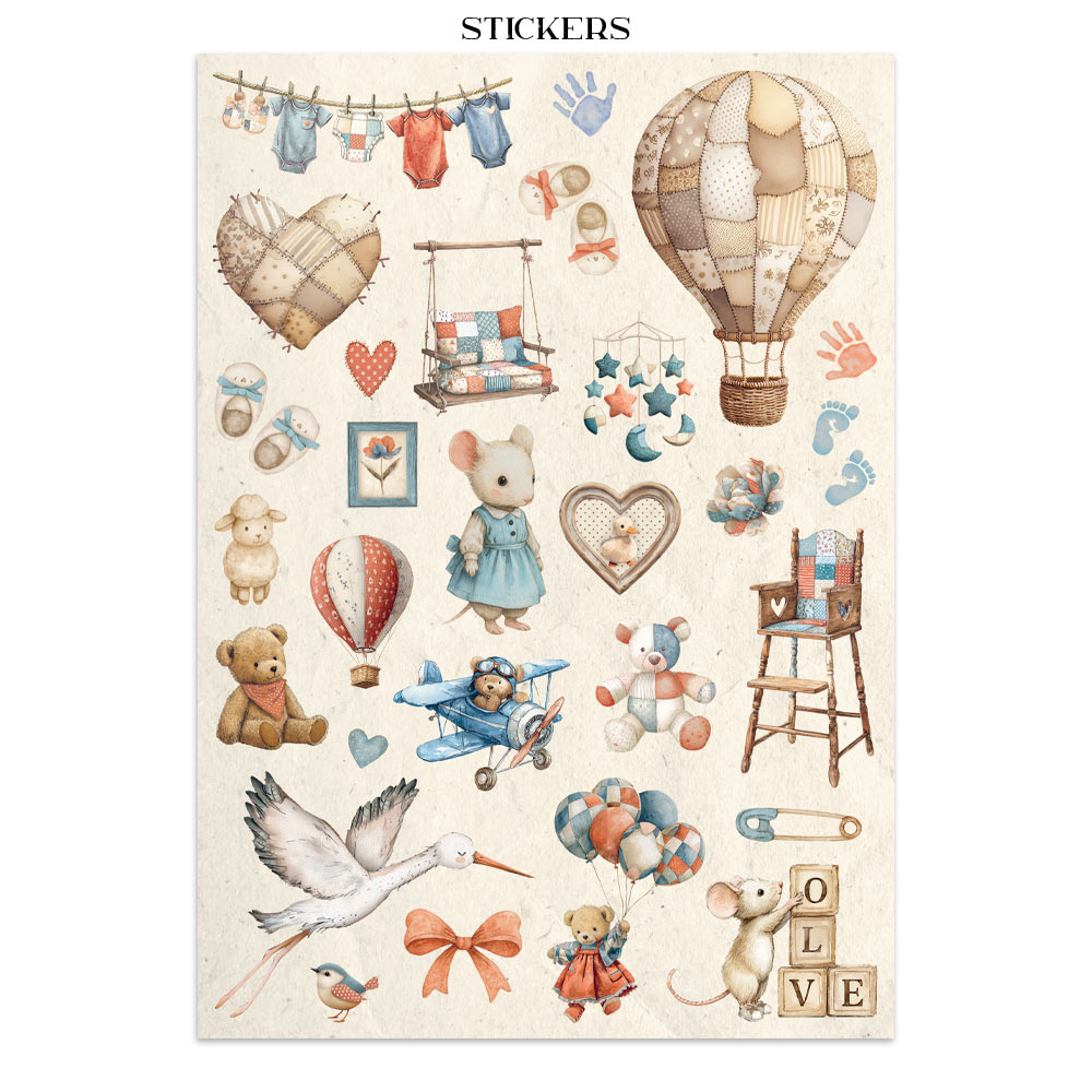 Stamperia – Junk Journal – adesivi, ritagli e sfondi - Baby - immagine 9