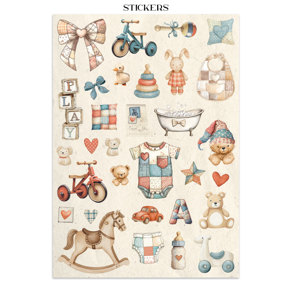 Stamperia – Junk Journal – adesivi, ritagli e sfondi - Baby - immagine 10