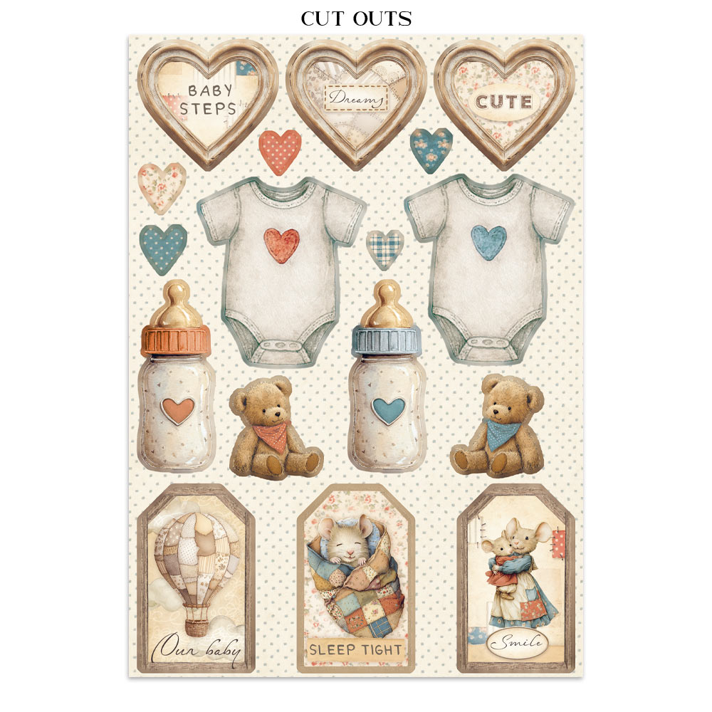Stamperia – Junk Journal – adesivi, ritagli e sfondi - Baby - immagine 28
