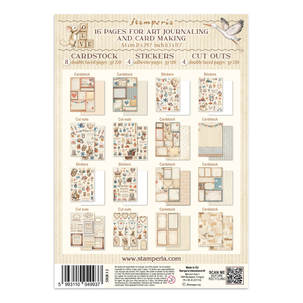 Stamperia – Junk Journal – adesivi, ritagli e sfondi - Baby - immagine 36