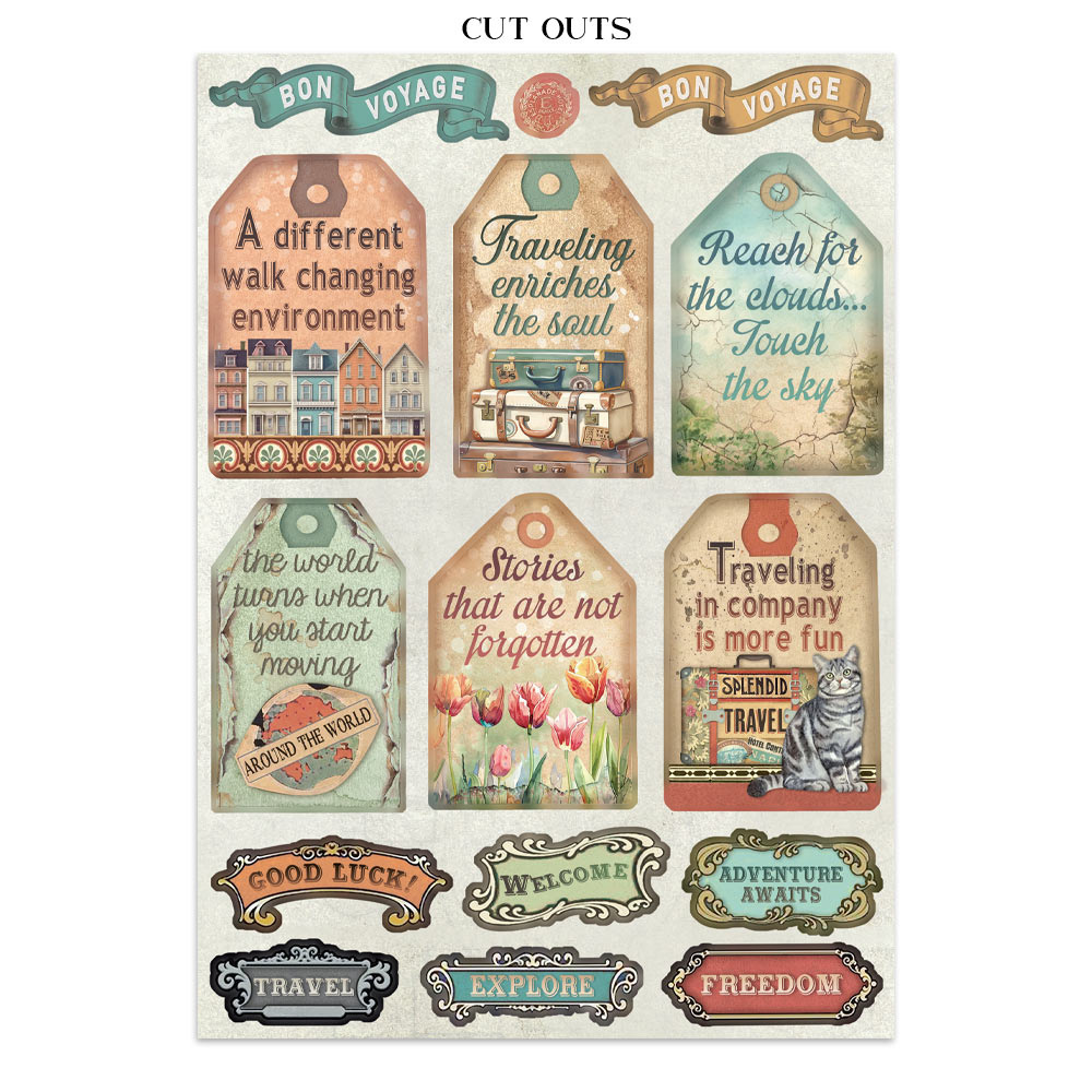Stamperia – Junk Journal – adesivi, ritagli e sfondi - Art of Travelling - immagine 11