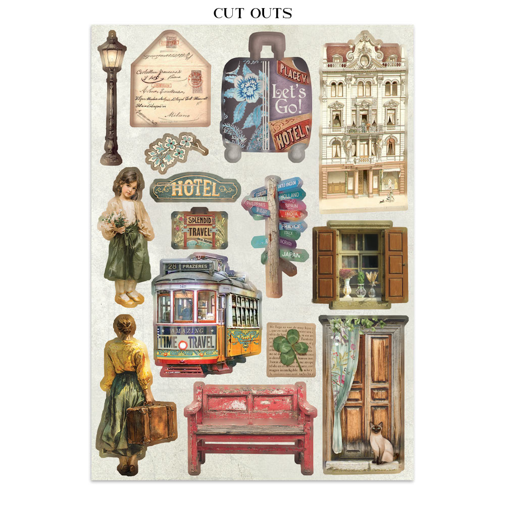 Stamperia – Junk Journal – adesivi, ritagli e sfondi - Art of Travelling - immagine 12