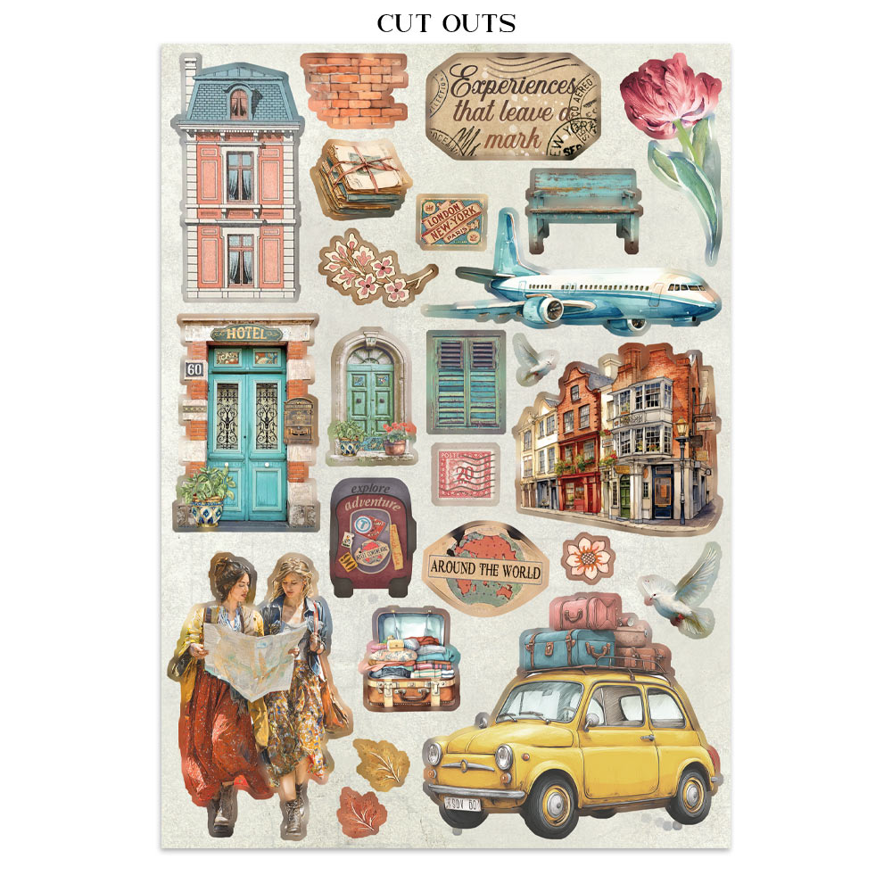Stamperia – Junk Journal – adesivi, ritagli e sfondi - Art of Travelling - immagine 27